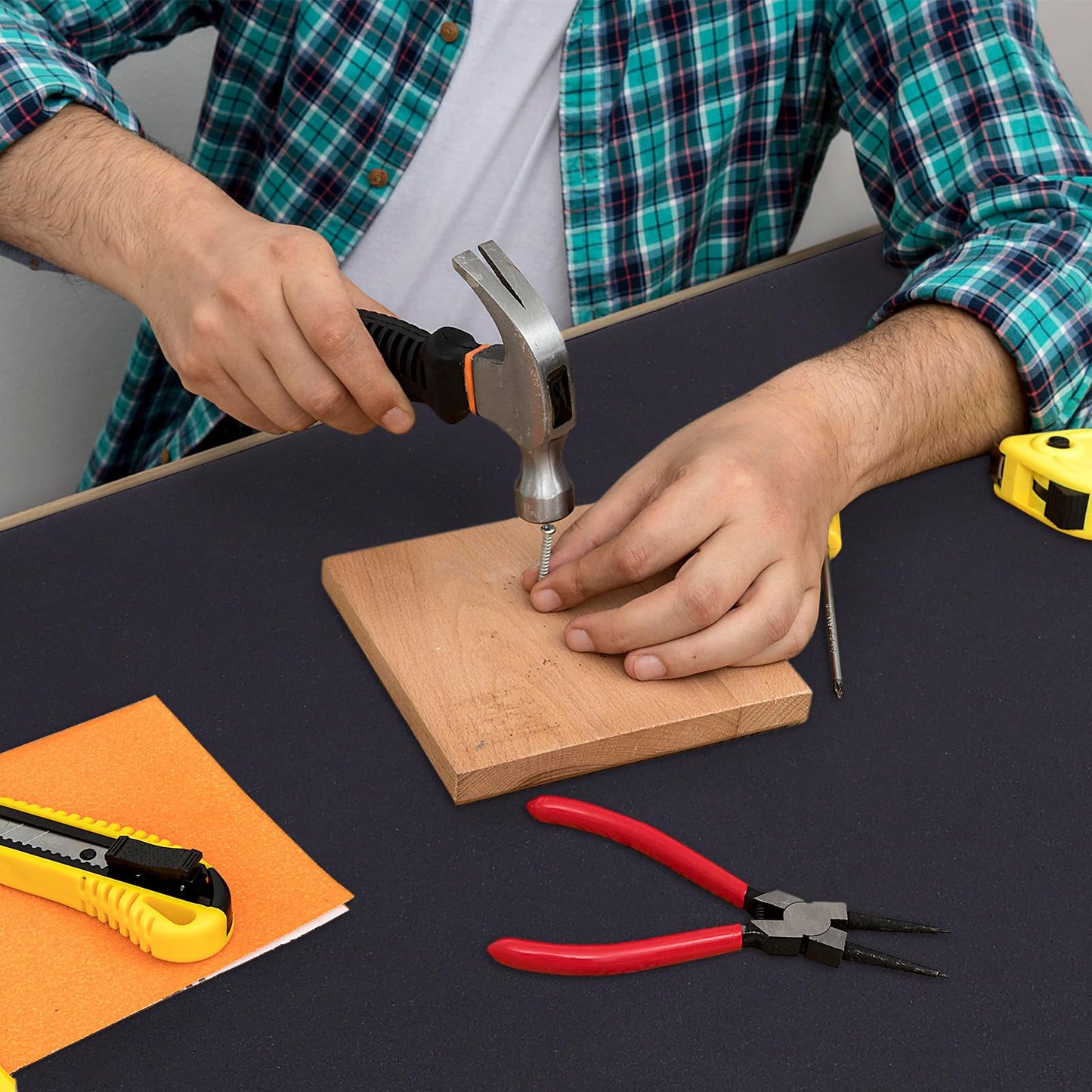 Workbench Mat 48"x24", 0.16"(4mm) Thick Tool Mat, Tear-Resistant & Scratch-Resistant Work Pad with Silicone Strip Anti-Slip Base, Large Worktable Protector Pad for Woodworking/Crafting/Tool Protection