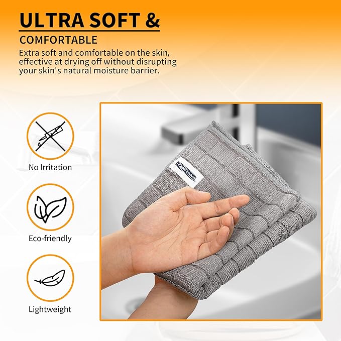 HOMERHYME Hand Towels for Bathroom, 24 Pack 25''*15'' Microfiber Grey Bath Hand