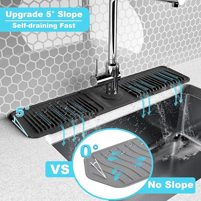 Folding faucet mat for kitchen sink-sink splash guard behind faucet-silicone