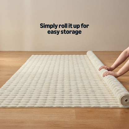 Amazon Basics Indoor Area Rug, 3D Bubble Washable Home Decor Carpet for Living Room, Bedroom, 4' W × 6' L, Beige