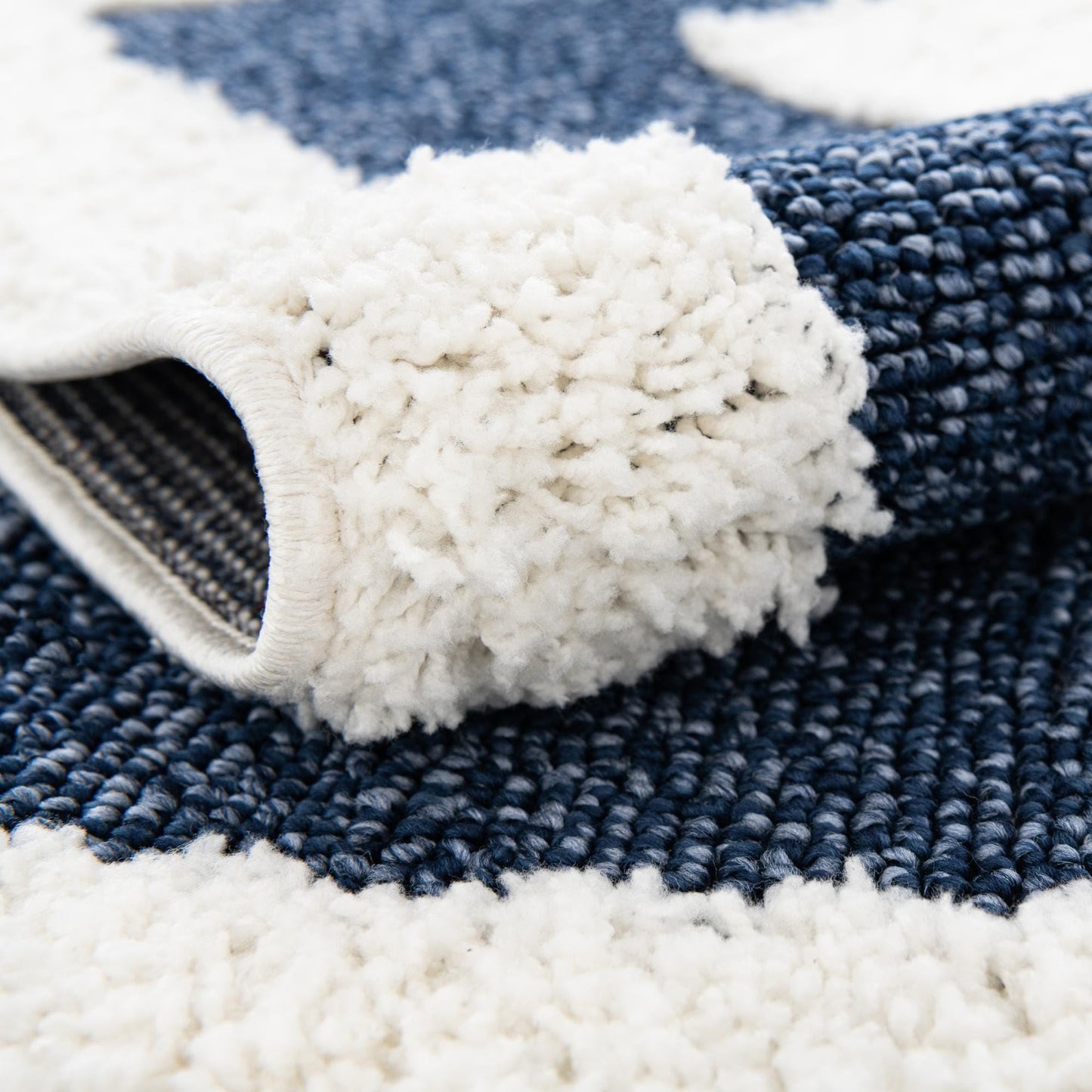Rugs.com - Boho Rug – 5' 3 x 8' Blue Easy-Clean Stain-Resistant Rug – Concentric Stripe Pattern with Fringe, Perfect for Living Rooms, Dining Rooms, and Home Offices