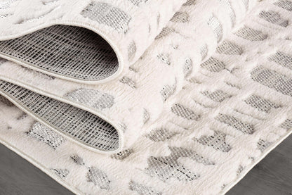 Beverly Rug Micro Loop Area Rug Gray/White 5x7 Abstract Modern Luxury Irregular Grid Durable Soft Indoor Rugs for Living Dining Room Office Stain Resistant Non Shedding Casual Indoor Carpet 5 x 7