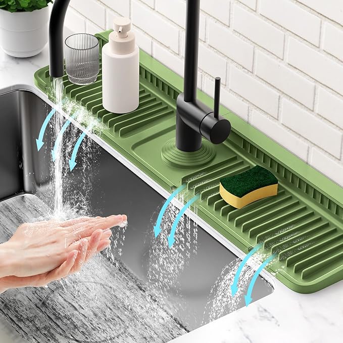 24'' Longer Faucet Mat for Kitchen Sink Splash Guard Kitchen Sink Faucet Mat
