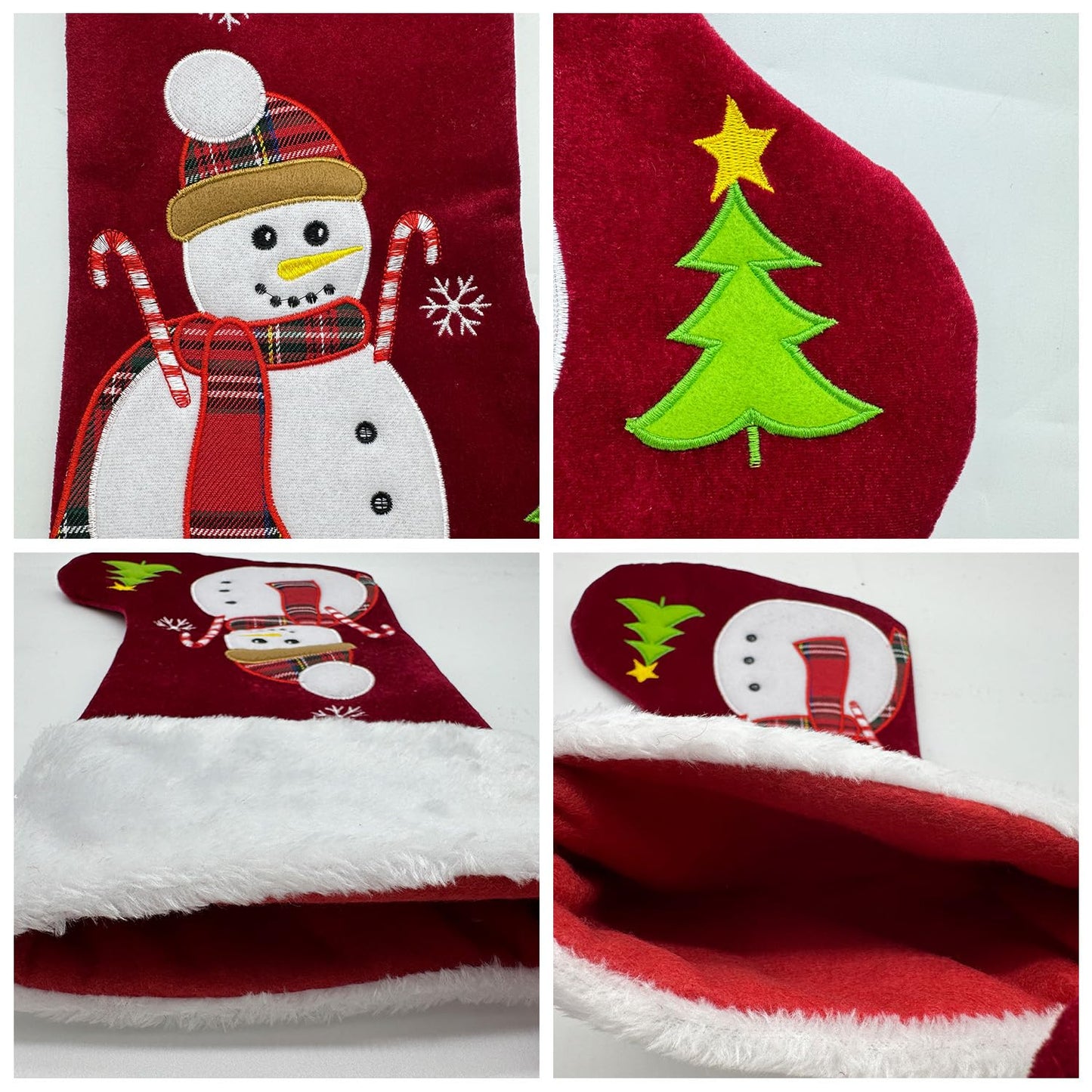 Snowman Christmas Stocking, 20" Velvet Cute 3D Deer Bear Moose Reindeer Xmas Stocking for Children Kids Girls Boys Women Men