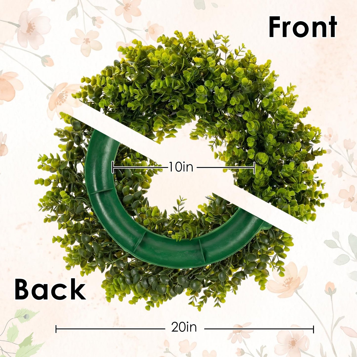 2 Pcs Funny Cat Front Door Mat and Wreath Set Cute Black Cat Faux Coir Doormat and 19" Artificial Greenery Wreath with Plaid Bow Welcome Outside Decor for Porch Entryway