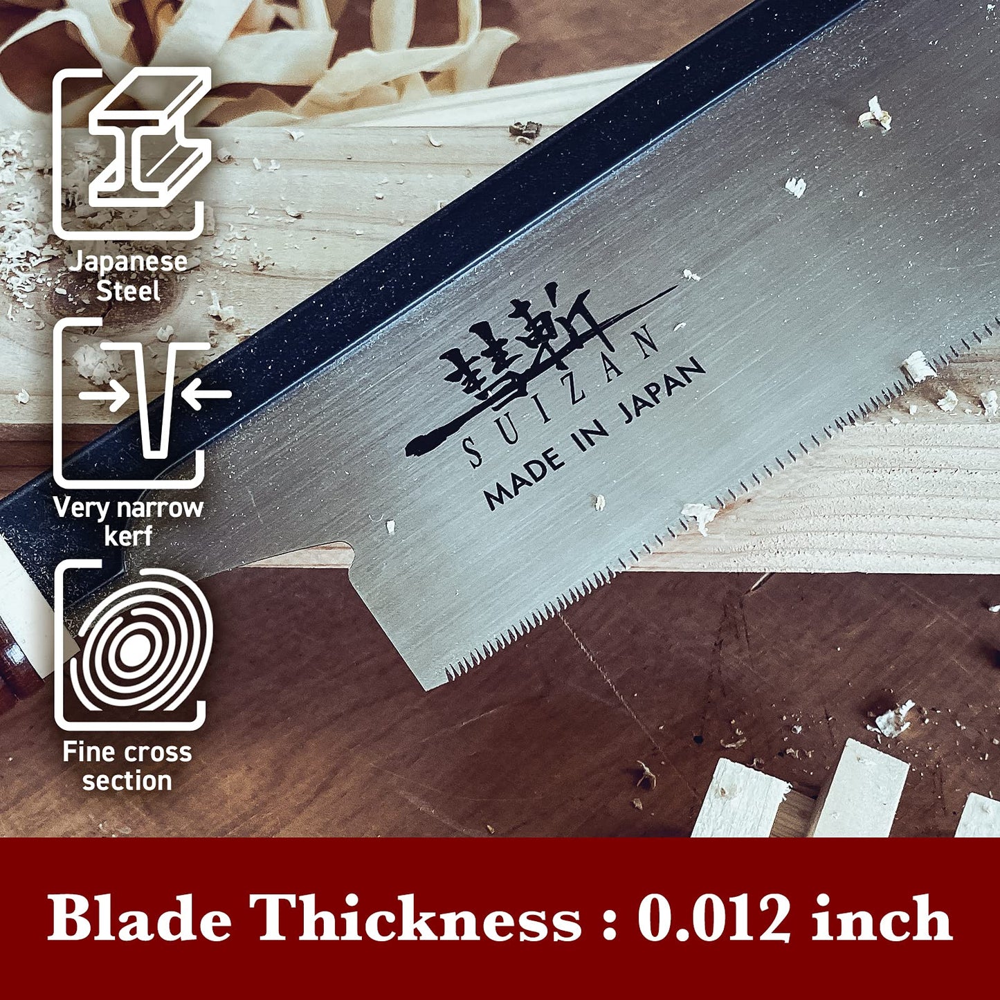 SUIZAN Dozuki Dovetail Saw 6" Crosscut - Professional Japanese Pullsaw Handsaw Woodworking Tools
