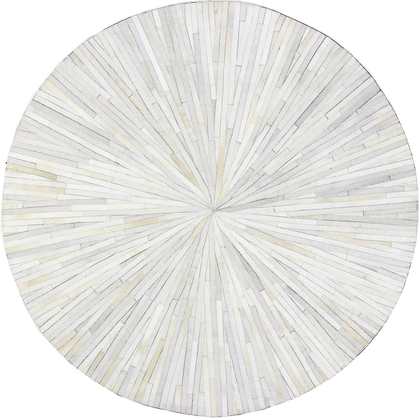VELMONT STUDIO Round Leather Area Rug – Handmade Genuine Leather 10 x10 ft Carpet for Living Room, Bedroom & Office – Premium Decorative Floor Rug, Durable & Stylish Home Décor White Rug