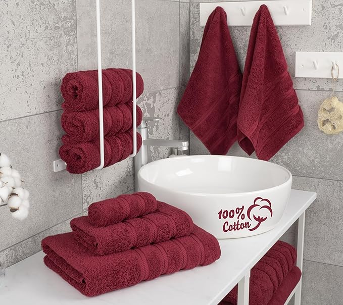 American Soft Linen Luxury 6 Piece Towel Set, 2 Bath Towels 2 Hand Towel 2
