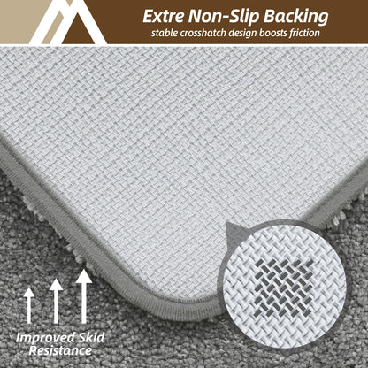 COSY HOMEER Bath Rugs for Bathroom Extra Thick - Anti-Slip Bath Mats Soft Plush Yarn Shaggy 100% Strong Mirco Polyeste Mat Living Room Bedroom Mat Floor Water Absorbent(Grey,20x32 - Inches)