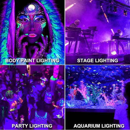 100W Black Lights, 2 Pack LED Blacklight Flood Light with Plug, IP66 Waterproof Black Lights for Glow Party, Glow in The Dark, Stage Lighting, Body Paint, Fluorescent Poster, Neon Glow
