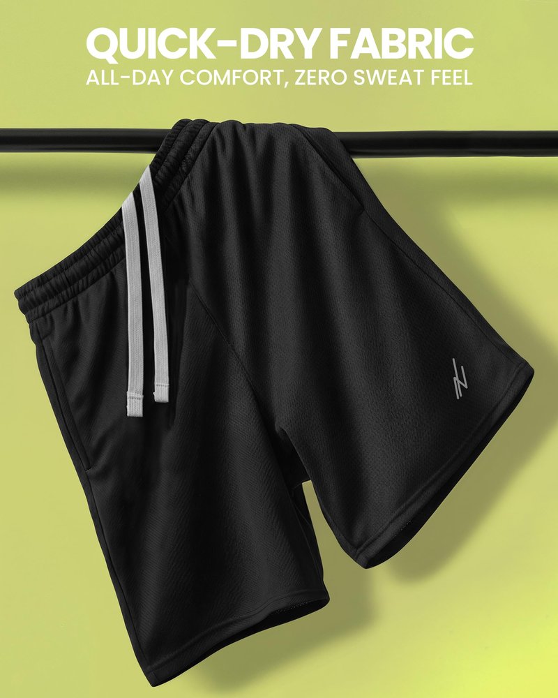 NY Threads Men's Athletic Shorts Quick Dry Loose-Fit Lightweight Running Workout Gym Shorts with Pockets, XX-Large, Black