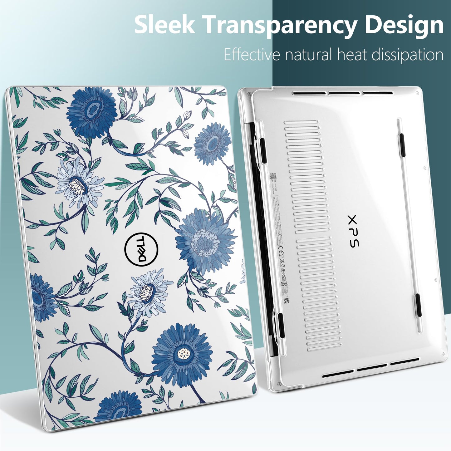 Batianda Case for 2024 Dell XPS 13 Laptop Copilot+ PC 13.4" Display Model Number 9345/9350, Lovely Ultra-Slim Lightweight Scratch-Resistant Hard Cover with Professional Protection, Blue Flowers