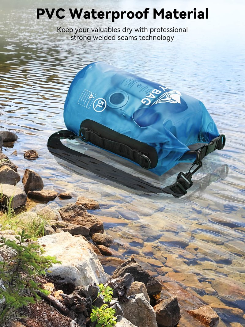 HEETA Dry Bag Waterproof for Women Men, Roll Top Lightweight Dry Storage Bag Backpack with Phone Case for Travel Swimming Boating Kayaking Paddle Board Camping Beach Accessories (Blue, 30L)