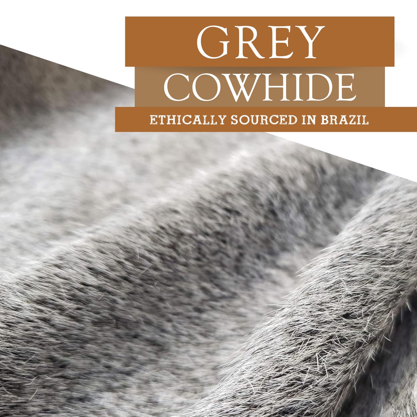 Sunshine Cowhides 100% Genuine Grey Cowhide Rug - Modern Style Animal Skin Rug & Floor Carpet for Living Room, Bedroom, Kitchen & More - Large (6x6-7ft)