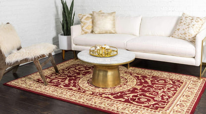 Unique Loom Versailles Collection Traditional Classic Medallion Floral Motif Area Rug (3' 3 x 5' 3 Rectangular, Burgundy/ Ivory)