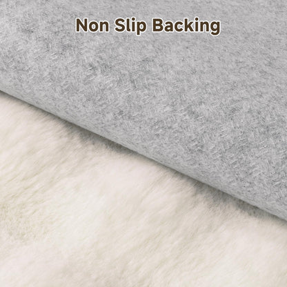 Pauwer Area Rugs for Living Room, 6x9 Fluffy Faux Fur Rug Non Slip Machine Washable Soft Shaggy Indoor Floor Carpet for Bedroom Dorms Playroom, Cream