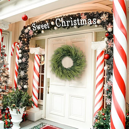 24 inch Norfolk Pine Wreath, Realistic Christmas Wreath for Front Door,Artificial Real Touch Green Wreath Greenery for Door Wall Windows Mantle Outdoor Christmas Decoration