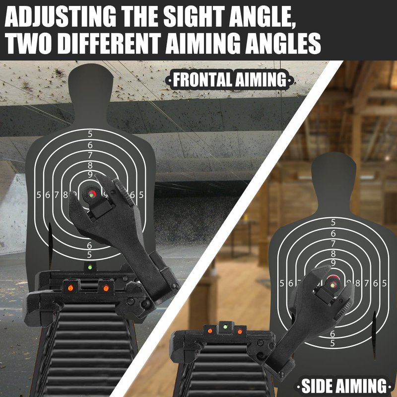 ZBULAR Fiber Optic Sights, Front and Rear Backup Sights with Green Red Fiber Optics Dots, Tool-Free Adjustable Front Sight Rapid Transition (Black)