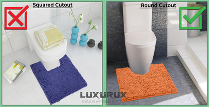 LuxUrux Toilet Rugs U Shaped Washable, Bathroom Toilet Mat, Extra-Soft Plush Bath Bathroom Rug,1'' Chenille Microfiber Material, Super Absorbent Shaggy Machine Wash & Dry (20 x 20 inch, Light Grey)