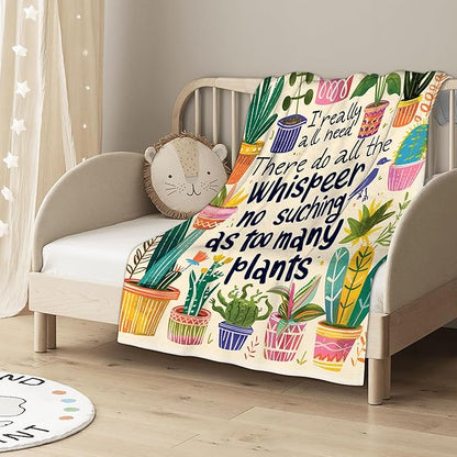 Funny Plant Throw Blanket, Plant Lover Blanket Throw for Adults, Lightweight Soft Cozy Blanket for Couch Sofa Bed Room Decor 50x60 Inches