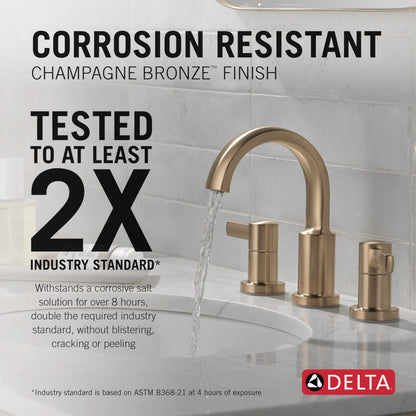 Delta Faucet Albion Widespread Bathroom Faucet 3-Hole, Gold Bathroom Sink Faucet, 2-Handle Bathroom Faucet, Bath Faucet, Metal Push-Pop Drain Assembly, 1.2 GPM Flow Rate, Champagne Bronze 35855LF-CZ