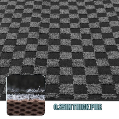 Runner Rug 2 ft x 6 ft, Outdoor/Indoor Rug with Rubber Backing Non Slip for Hallway, Kitchen, Patio, Laundry, RV, Entryway, Garage, Bathroom, Area Rug Carpet, Black Check, Customizable