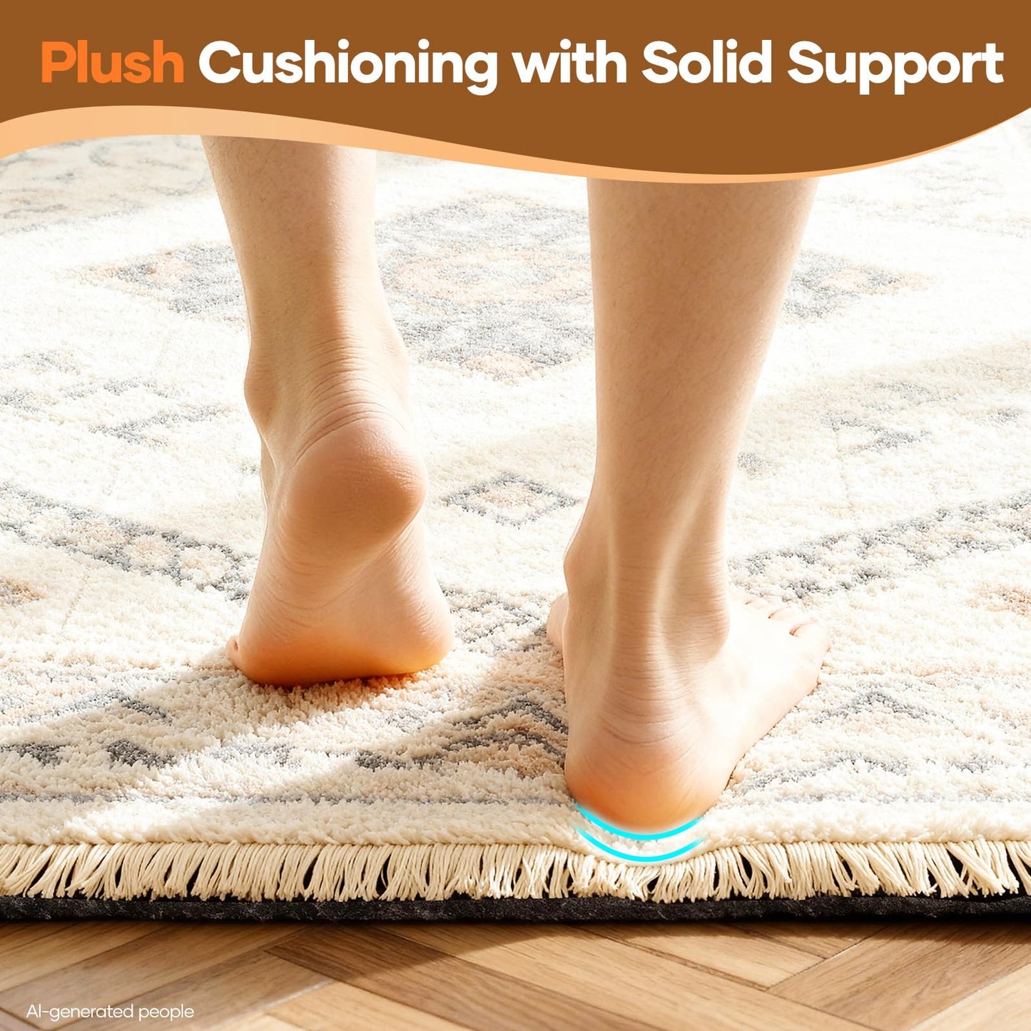 Veken Non Slip Cushioned Rug Pad Gripper 8 x 10 Ft, Felt and Silicone Backing, 1/4 inch Thick Carpet Liner for Hardwood Floors, Under Area Rugs Mat, More Than 99 Pcs Anti-Slip Long Strips Pattern