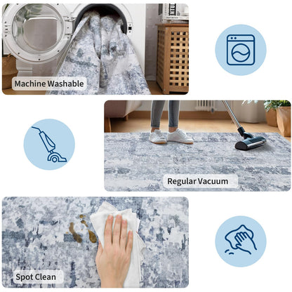 GarveeHome Large Area Rugs 10x14 for Living Room, Abstract Washable Rug Modern Non Slip Floor Mat Carpet Indoor Thin Accent Rug for Bedroom Dining Room Playroom Nursery Home Decor