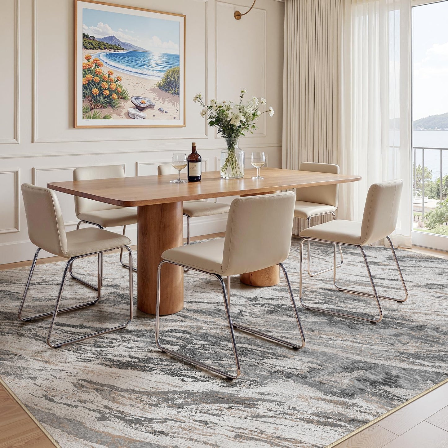 Micgeek Area Rugs for Living Room: 5X7 Abstract Washable Rug Modern Neutral Large Soft Stain Resistant Non-Slip for Bedroom Dining Room Indoor Home Office Carpet - Taupe
