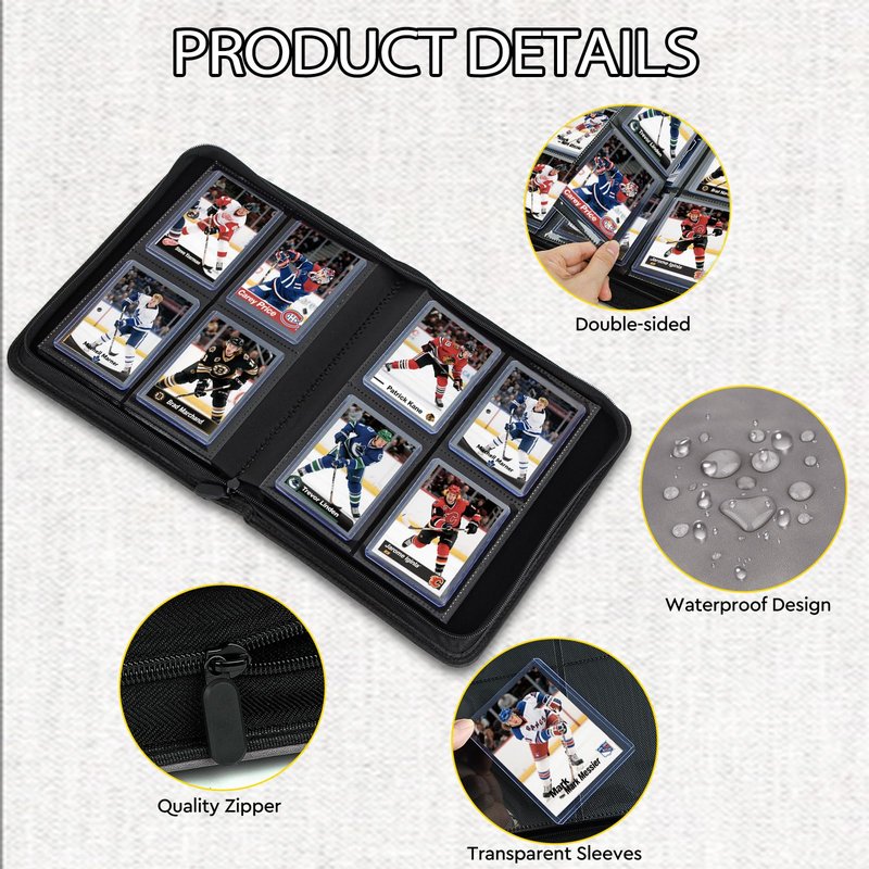 ULTRGEE 4 Slot Top Loader Binder, Top Loaders Collection Storage Album for Trading Cards and Sports Cards - Holds 112 Top Loader, NOT Suitable for Cards WITHOUT Top Loaders(Gray)