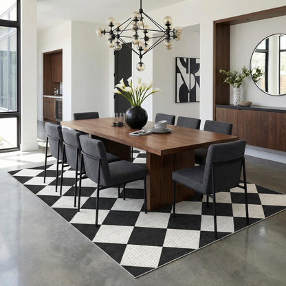 GarveeHome 5x7 Modern Checkered Area Rug, Black and White Washable Rugs for Living Room Bedroom, Soft Low Pile Non Slip Diamond Floor Mat Plaid Print Throw Rug Indoor Carpet Dining Room Playroom