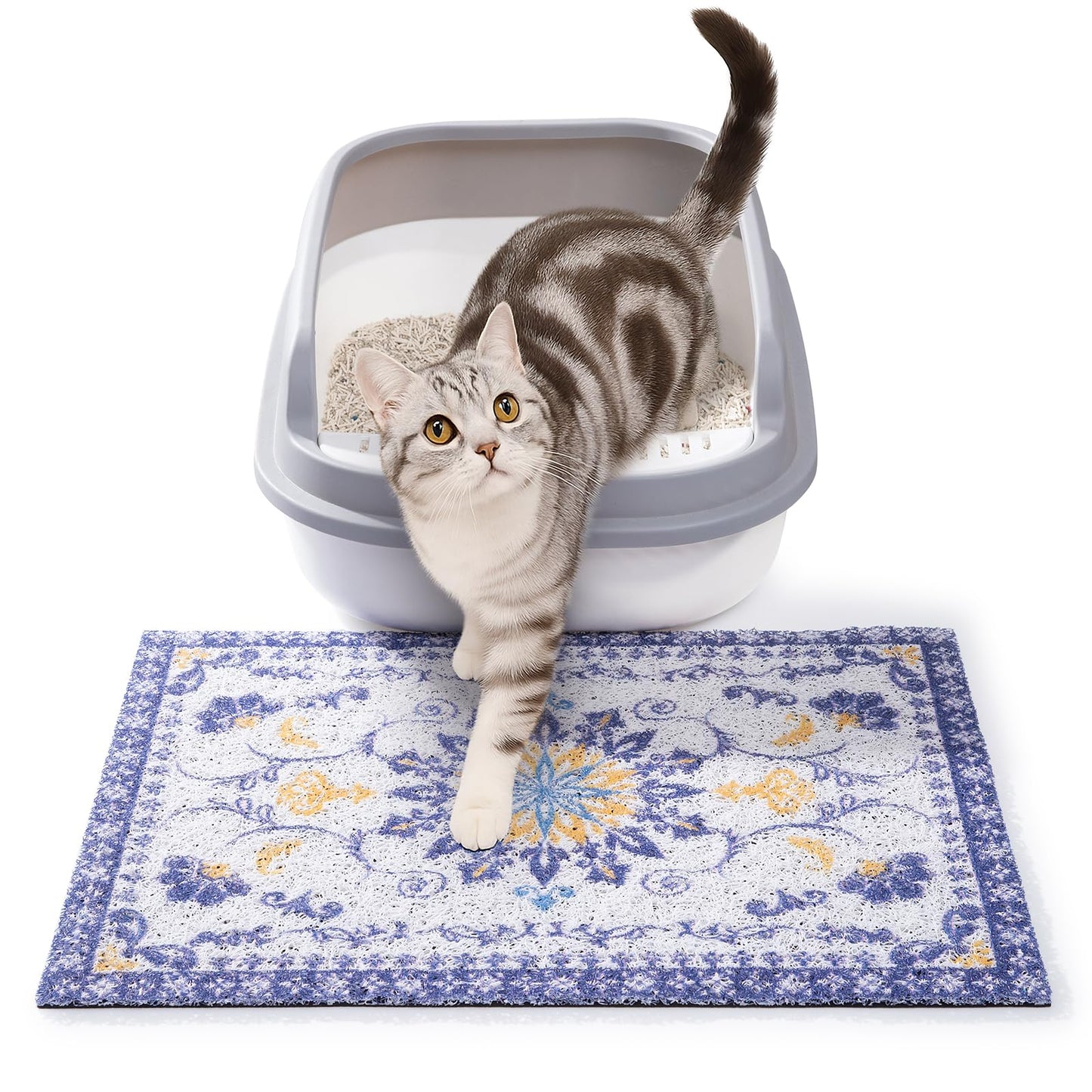 ondware Cat Litter Mat, 20x15 in Litters Box Mat Waterproof Non-Slip Easy to Clean Washable Trapping Mat for Kitty