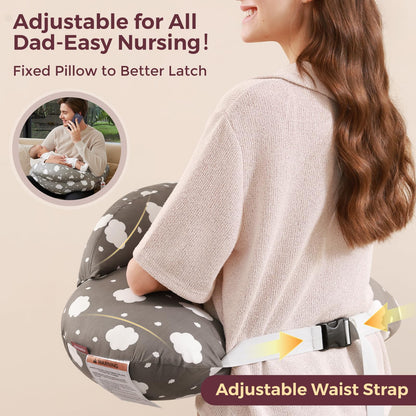 Momcozy Original Nursing Pillow for Breastfeeding-Pioneering Safety Fence- Wider Feeding Pillows for More Support for Mom & Baby- Easier Nursing & Hand Free- Fit for All, Removable Cotton Cover