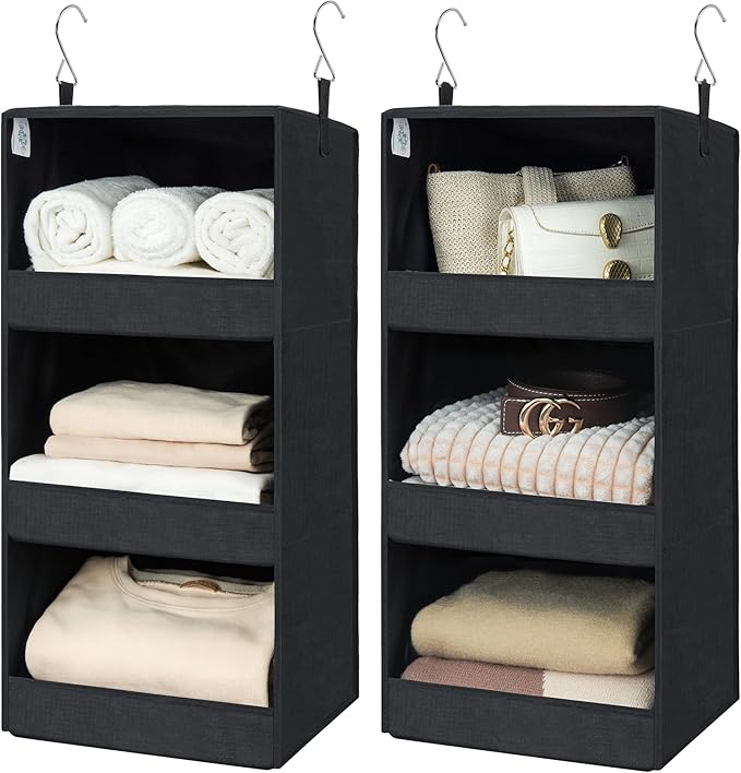GRANNY SAYS Hanging Closet Shelf, 3-Shelf Foldable Hanging Organizers and