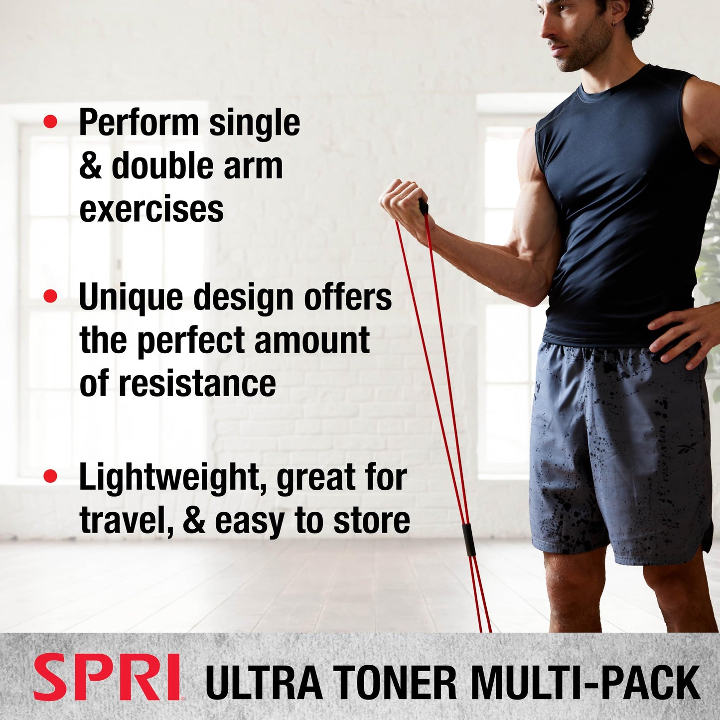 SPRI Ultra Toner Figure 8 Resistance Band with Padded Handles Great for Stretch, Exercise, Fitness Training, Yoga, Resistance Weights, Therapy, Gym or Home Workout Equipment.