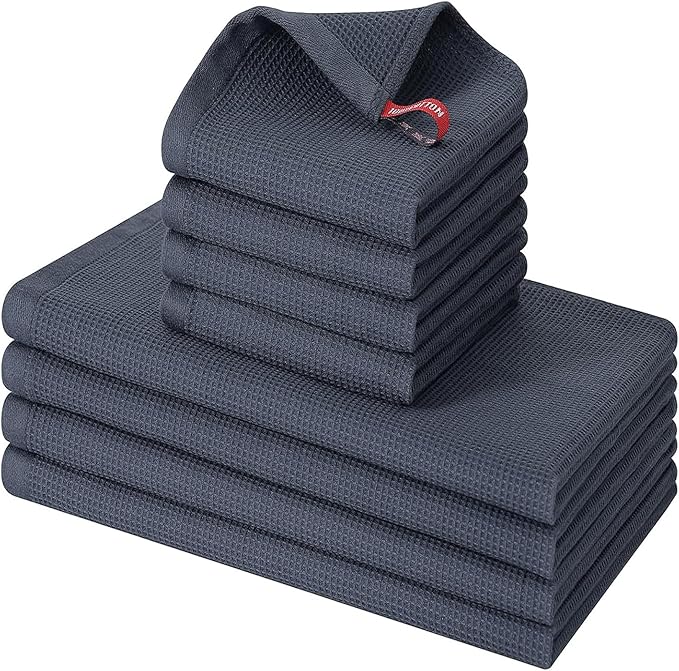 Homaxy 100% Cotton Kitchen Towels and Dishcloths Set