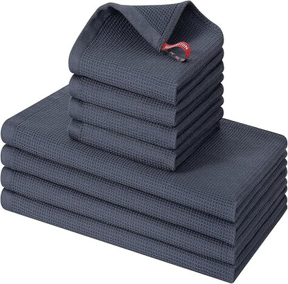 Homaxy 100% Cotton Kitchen Towels and Dishcloths Set