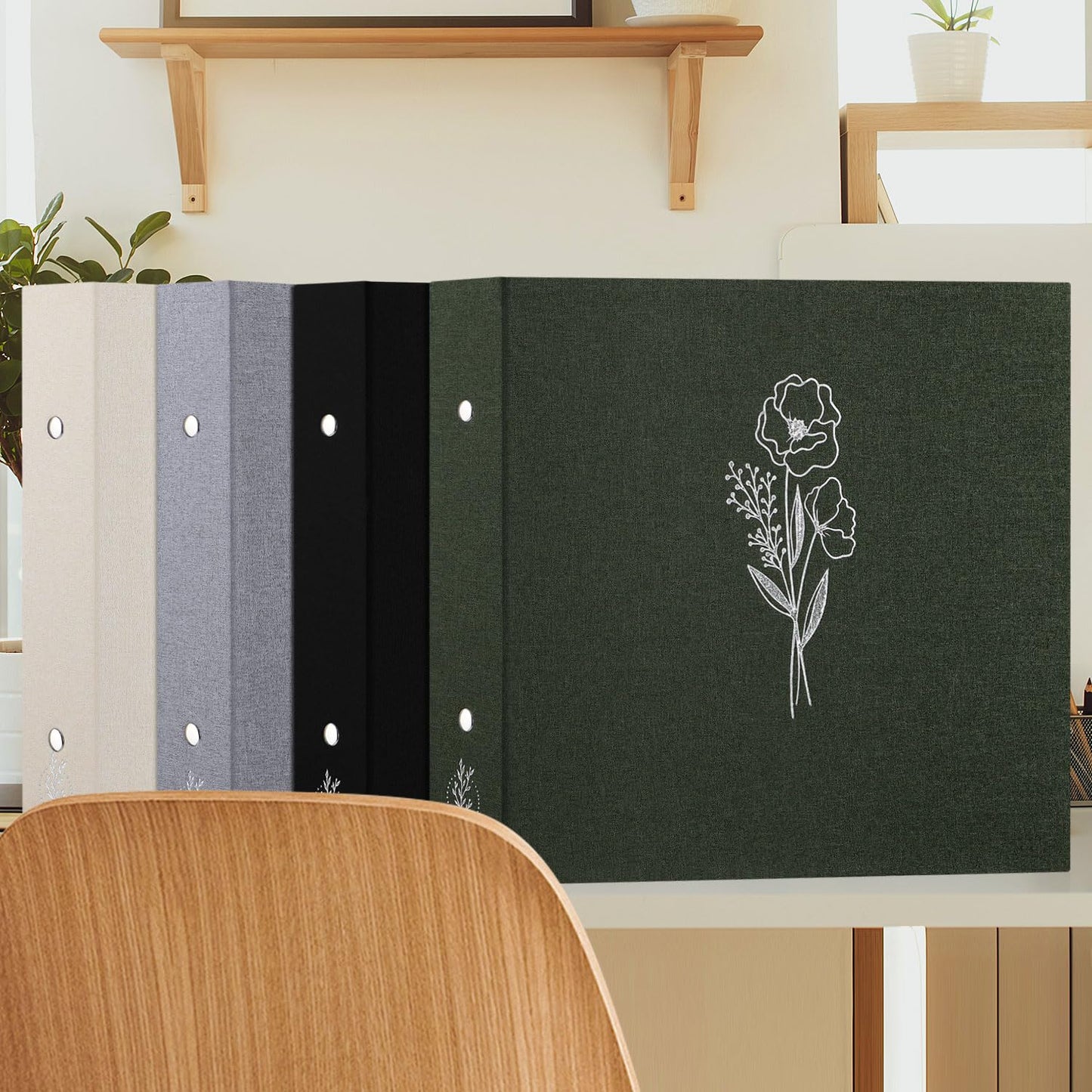 Lanpn 12x12 inch Scrapbook Photo Album, Linen Cover Archival Acid Free Top Load 3 Ring Binder Folder Photo Book 12 x 12 with 30 Plastic Sleeves 60 Pages (Black)