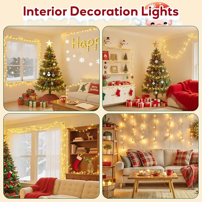 Hishine Outdoor Christmas Lights 82FT 1000LED, String Lights Indoor 8 Modes Waterproof Plug in Christmas Tree Light for Holiday, Warm White