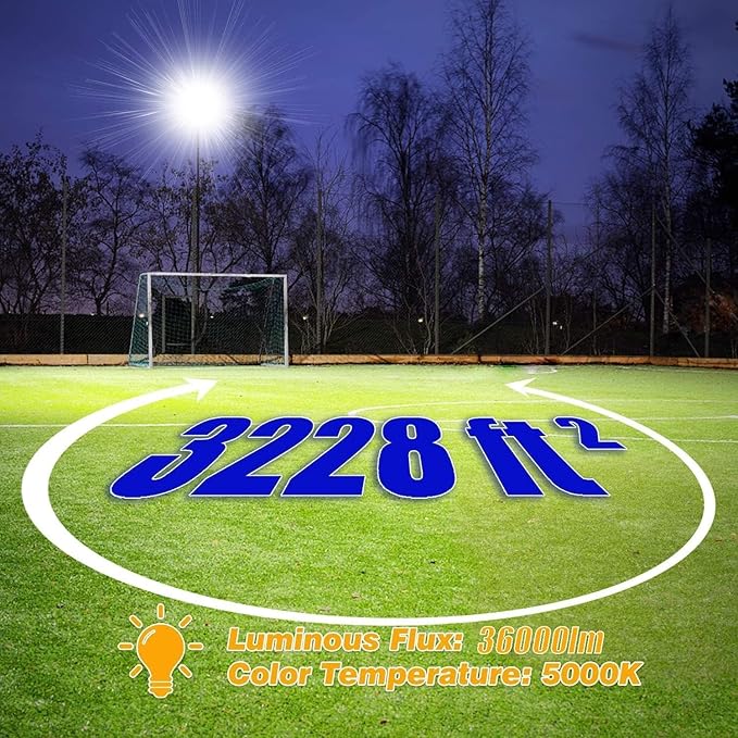 Juyace 36000lm LED Parking lot Lights Dusk to Dawn Stadium Flood Light Outdoor Commercial 5000K IP65 100-277V 240W for Sports Fields Court Arena Security Area(3 Pack)