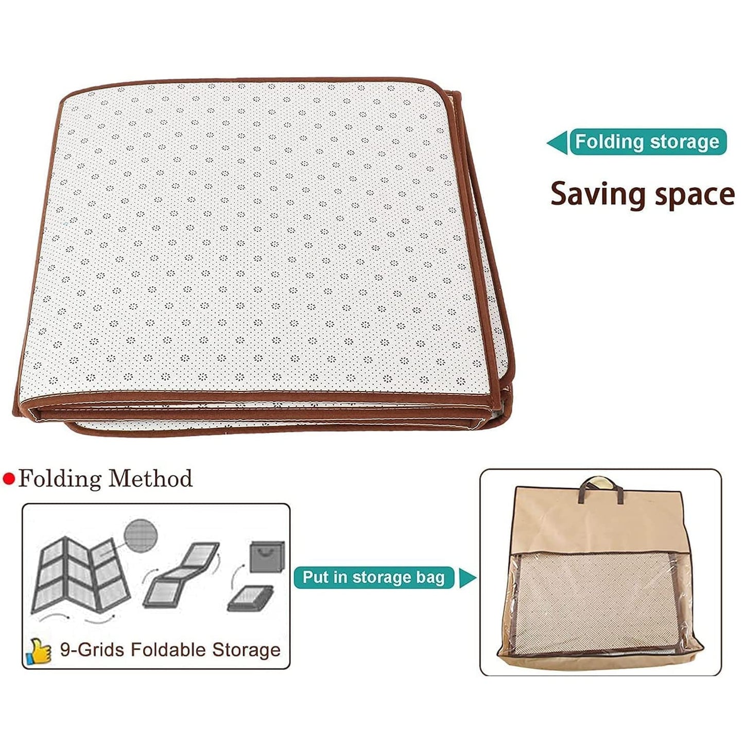 MYOYAY Large Japanese Tatami Mat 71x 71in Summer Breathable Sleeping Mat Foldable Rattan Floor Mat Non-Slip Memory Foam Stitching Carpet Mats Living Room Bedroom Playroom Yoga (Brown)