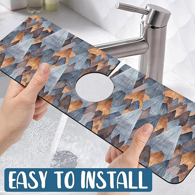 Abstract Mountain Sink Faucet Absorbing Mat Mountain Landscape Super Absorbent