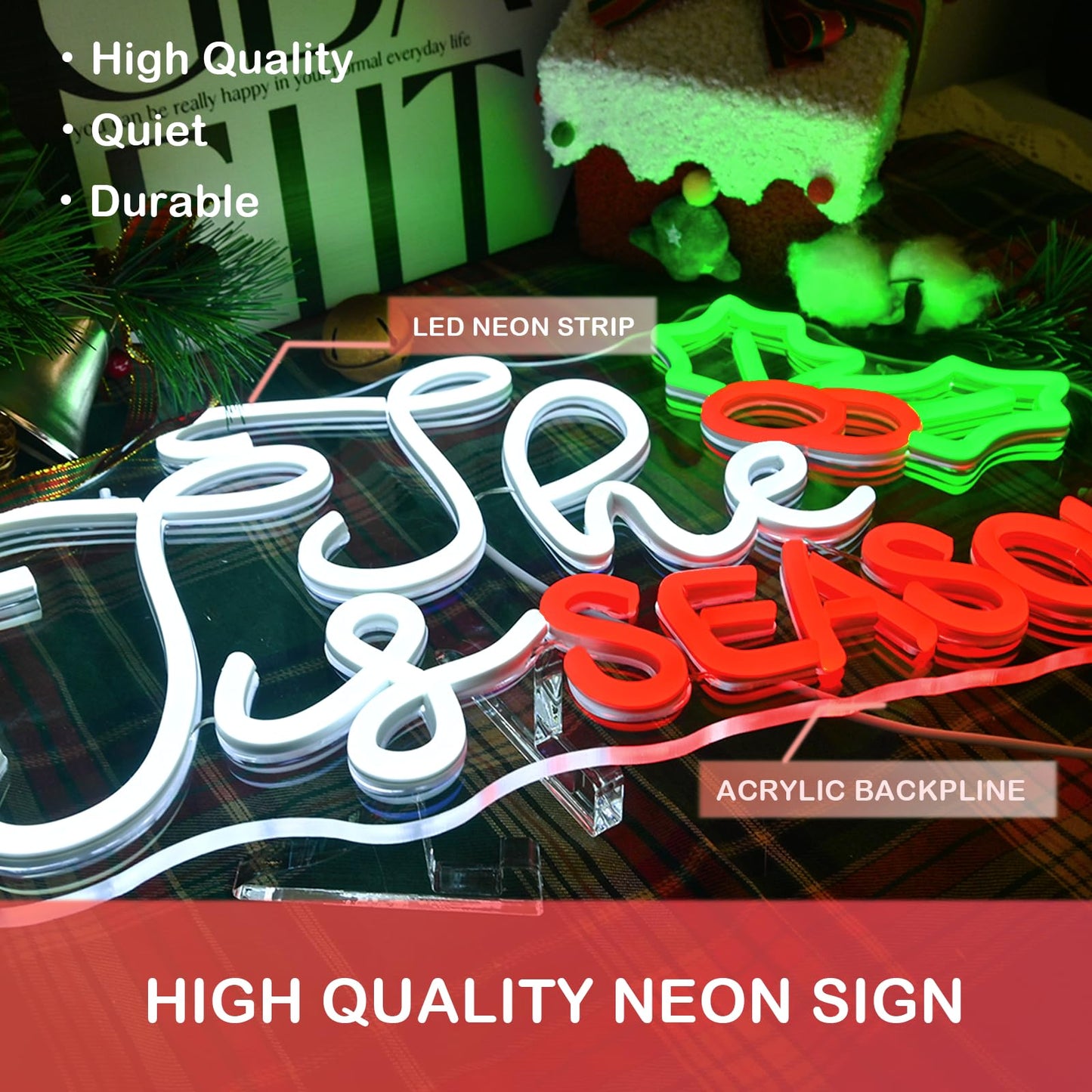 ineonlife Jesus is The Reason for The Season Sign Merry Christmas Sign Neon Signs for Wall Decor Holly Berries Light Up Signs for Home Merry Christmas Holiday Party Decorations Family Gifts