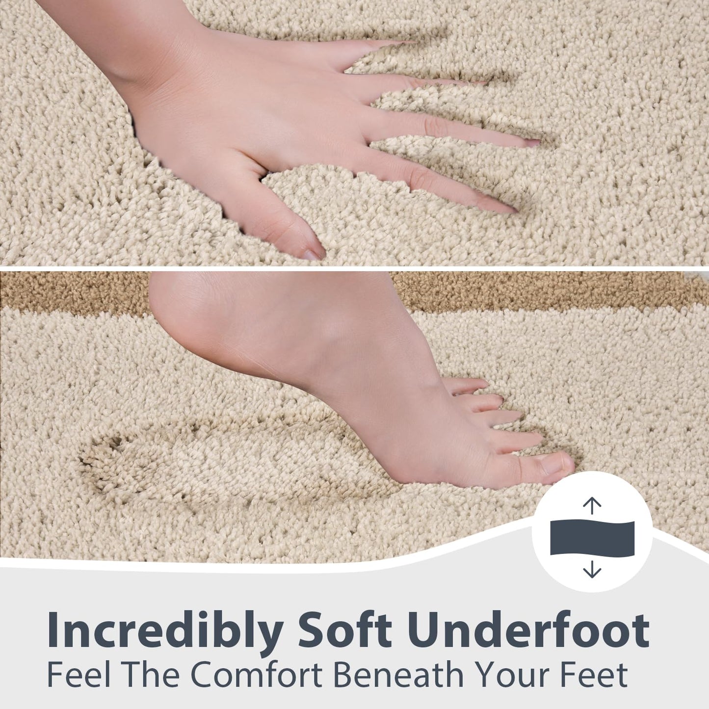 anllugs Bathroom Rugs 24" x 60", Non-Slip Extra Soft Absorbent Bath Rugs, Machine Washable Quick Dry Bath Mats for Bathroom Floor, Shower, Bathtub and Sink, Beige & Grayish Brown