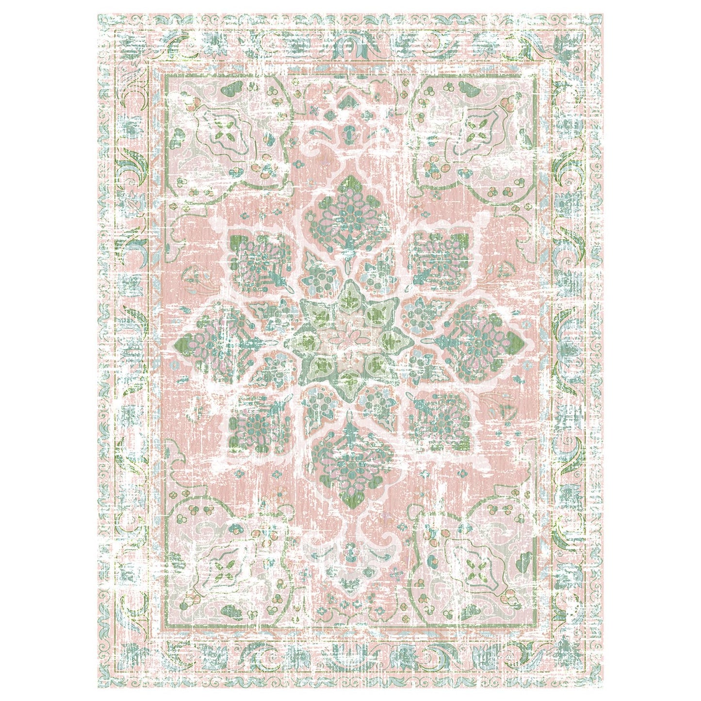 Vhong Boho Area Rugs Vintage Washable Neutral Modern Dusty Pink and Green 3x5 Non Slip Small Carpet for Nursery Living Room Dining Room Bedroom Farmhouse Girls' Room