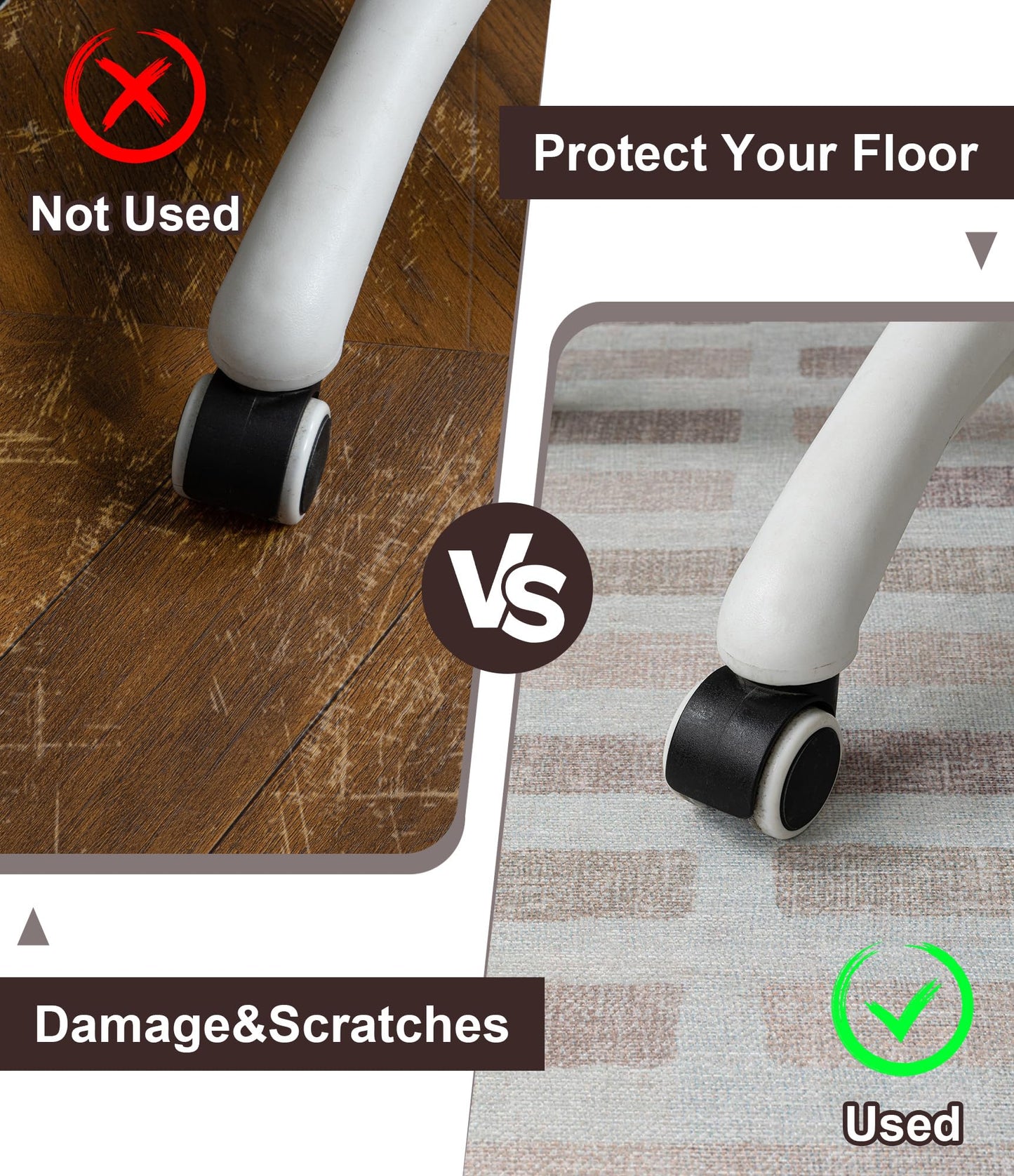 chakme Office Chair Mat for Hardwood Floor, 48"x36" Easy Glide Computer Desk Mat Protector for Rolling Chair Under Desk Rug Nonslip Backing, Machine Wash, (Plaid)