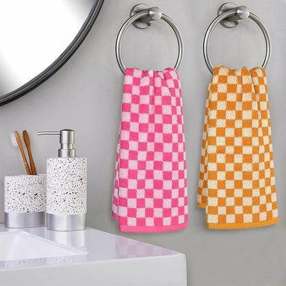 Jacquotha Hand Towels 4 Pack, Cotton Decorative Bathroom Hand Towel & Checkered