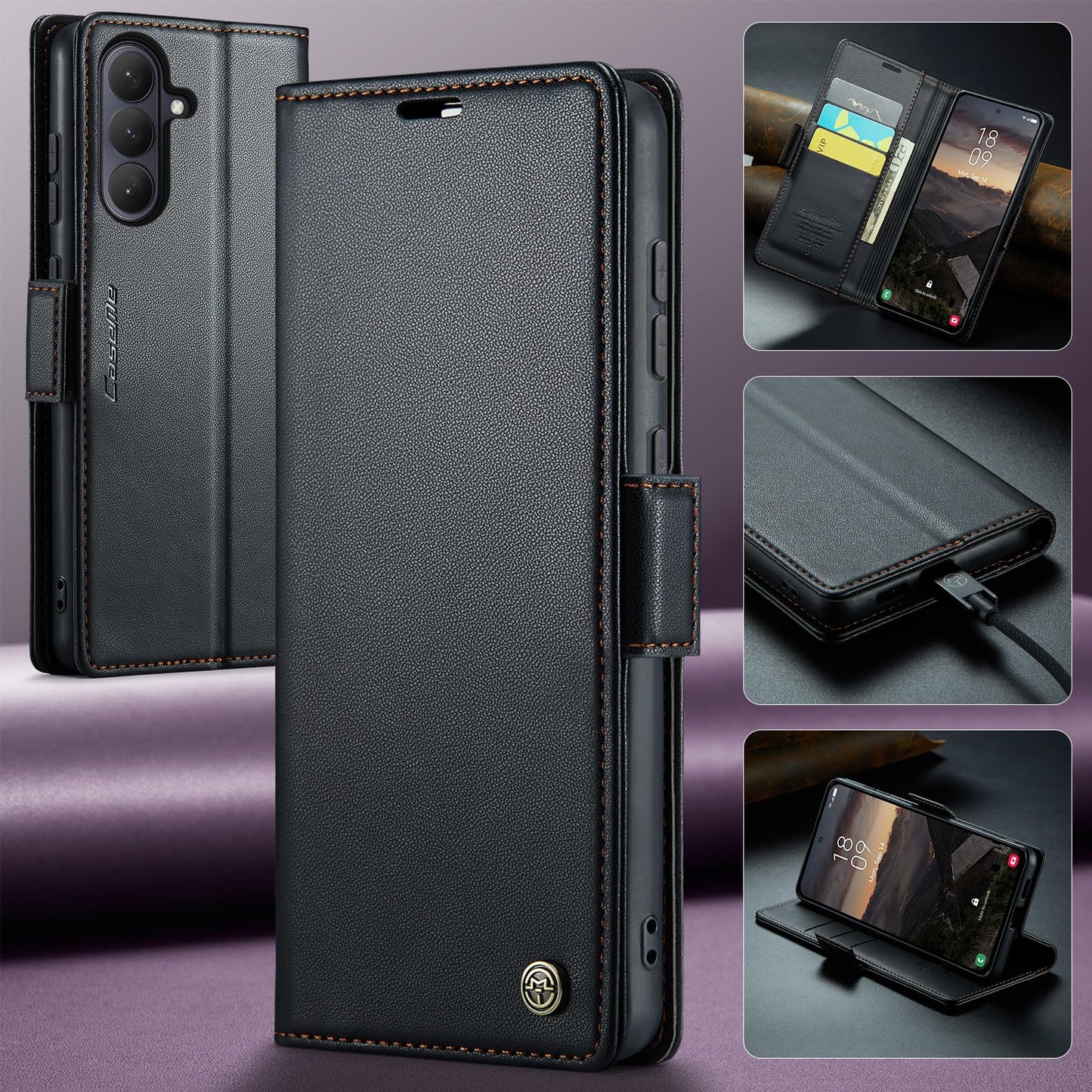 SINIANL Compatible with Samsung Galaxy S26 Wallet Case with Card Holder, Women Men Flip Cover with RFID Blocking Magnetic Clasp Kickstand Leather Book Folio Case for Galaxy S26 Black