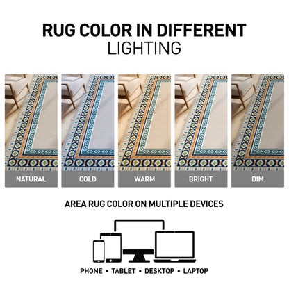 Rugshop Indoor/Outdoor High-Low Textured Area Rug, Coastal Border, Easy-Clean Patio Rug for Porch Deck Balcony 2' x 3' Multi