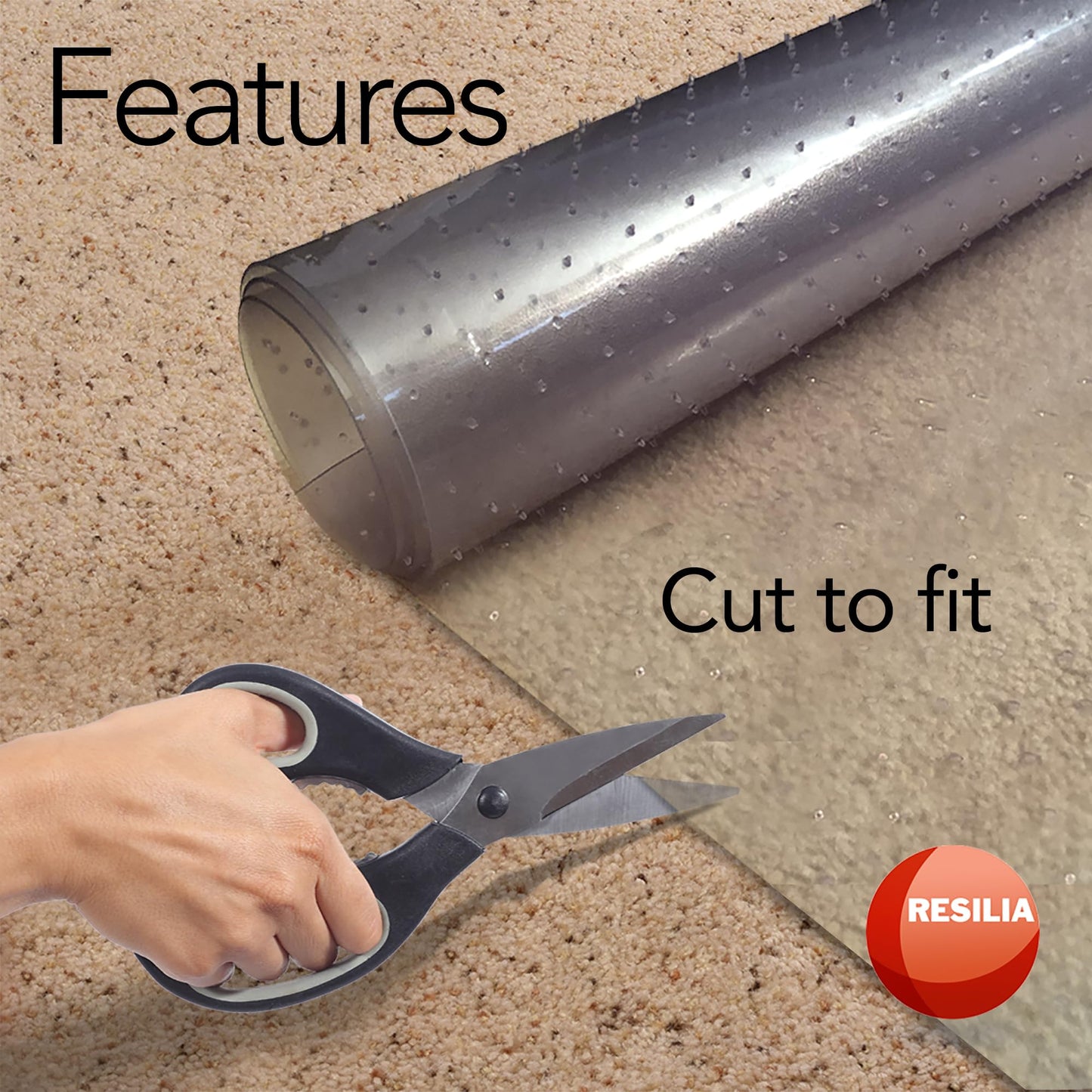 RESILIA Deluxe Clear Vinyl Floor Runner for Deep Pile Carpet - Non Slip & Stain Resistant Textured Mats - Waterproof Plastic Protector for Carpets, 27 Inches Wide x 6 Feet Long, Made in The USA